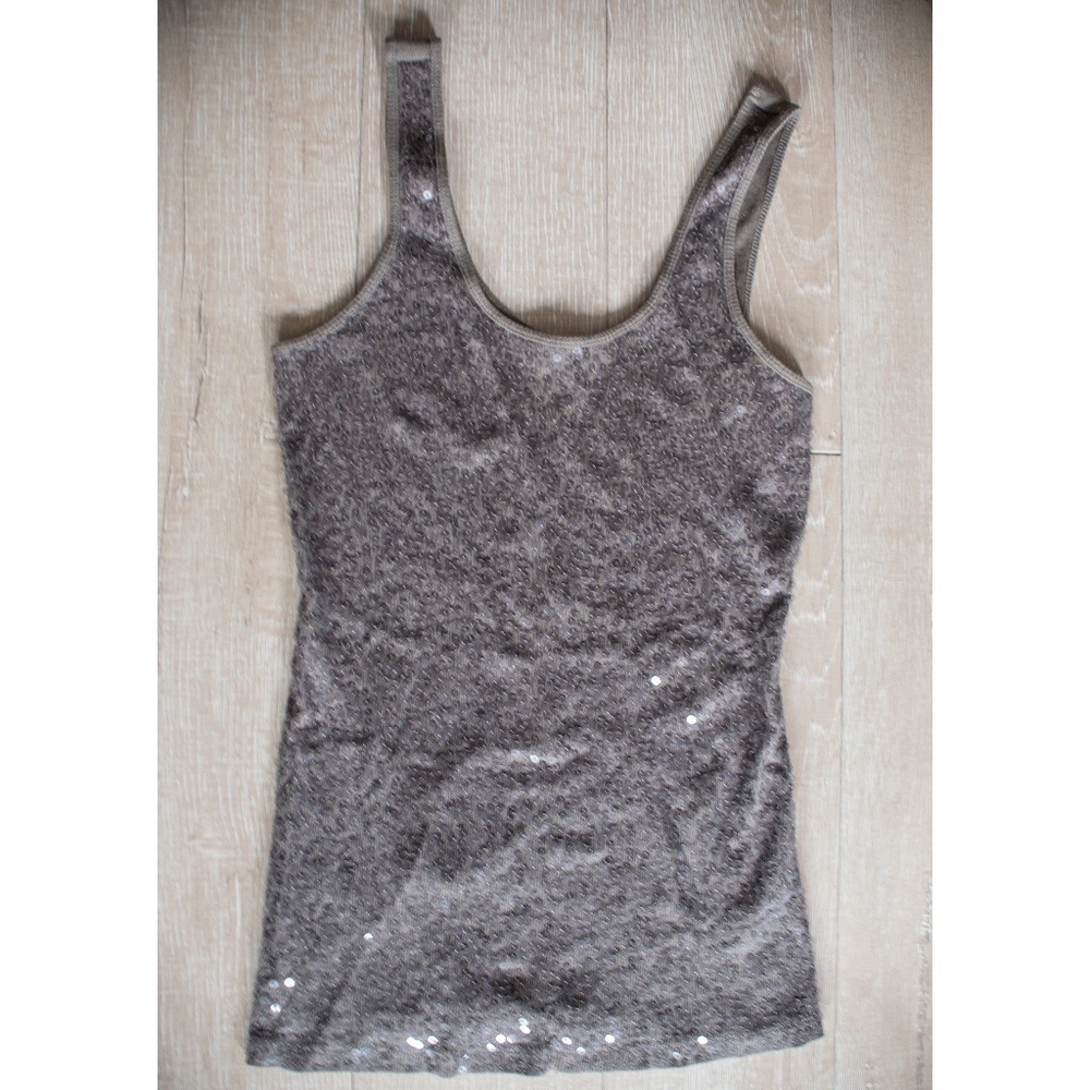 Express sequined taupe tank
